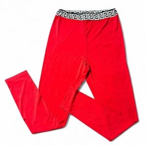 Red Leggings Printed Waistband Size Medium Designer